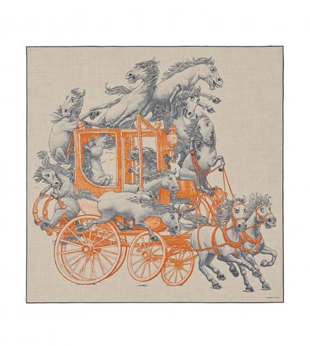 HERMES CASHMERE SILK SCARF GRAND CARROSSE ROYAL