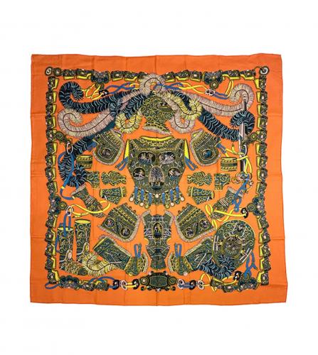 HERMES CASHMERE SILK SCARF SOUS I'EGIDE DE MARS