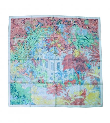 HERMES SILK SCARF 90 FAUBOURG TROPICAL