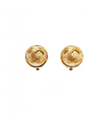 CHANEL CC PEARL ROUND CLIP-ON EARRINGS