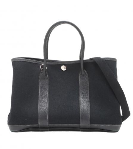 HERMES GARDEN PARTY TPM TOILE OFFICIER BLACK
