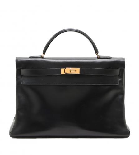 HERMES KELLY 40 BOX CALF BLACK