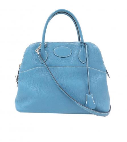 HERMES BOLIDE 31 BLUE JEAN BAG