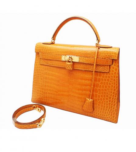 Kelly 32 Vintage bag in orange leather