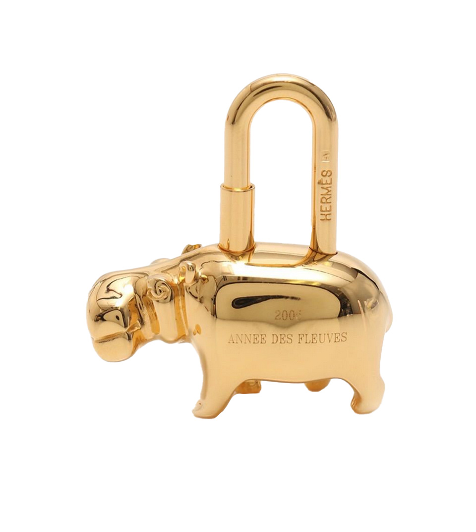 Pre-owned Hermes 2005 Hippopotamus Cadena Padlock Bag Charm In