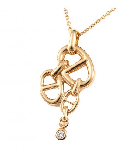 HERMES CHAINE DANCRE PINK GOLD DIAMOND NECKLACE