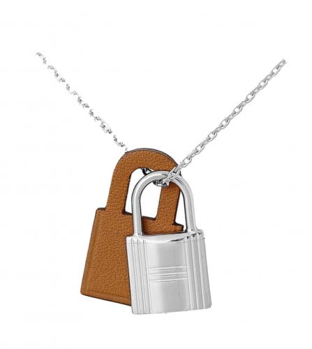 HERMES CADENA SILVER LEATHER NECKLACE