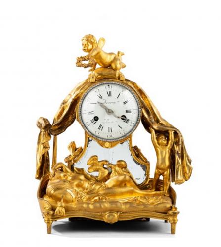 A Louis XV gilt bronze "Le Repos de Venus" clock