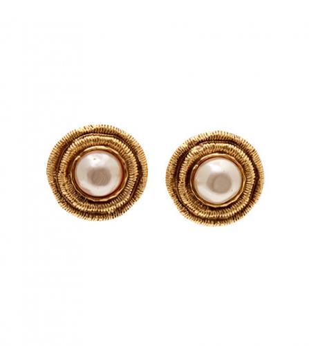 CHANEL PEARL ROUND CLIP-ON EARRINGS