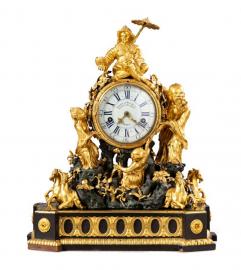 A Louis XV Patinated Mantel Clock