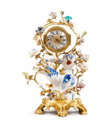 A Louis XV Arita Japanese porcelain mantel clock
