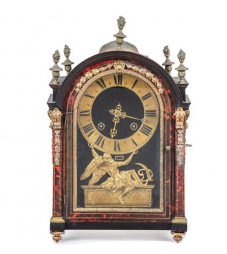 Louis XIV brass and blackened wood clock