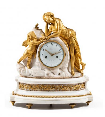 Louis XVI marble mantel clock