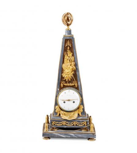 A Louis XVI gilt bronze and marble clock