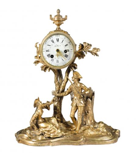 Louis XV period gilt bronze clock