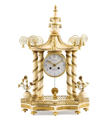 Louis XVI style gilded pagoda clock