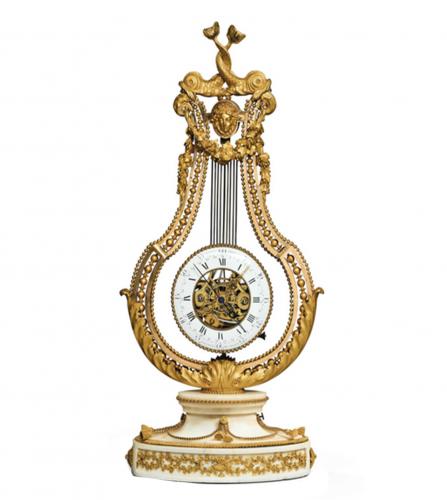 Louis XVI Gilt bronze lyre clock