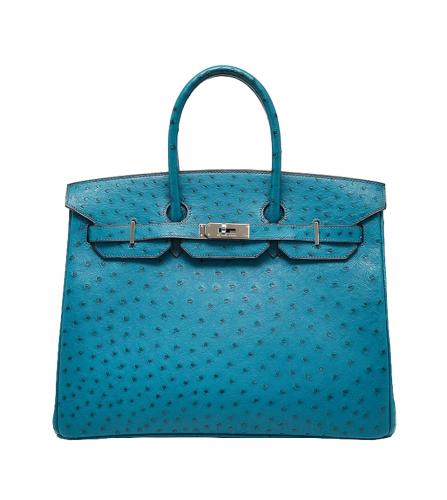 HERMES BIRKIN 35 OSTRICH BLUE