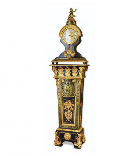 Brass tortoiseshell marquetry clock with frame