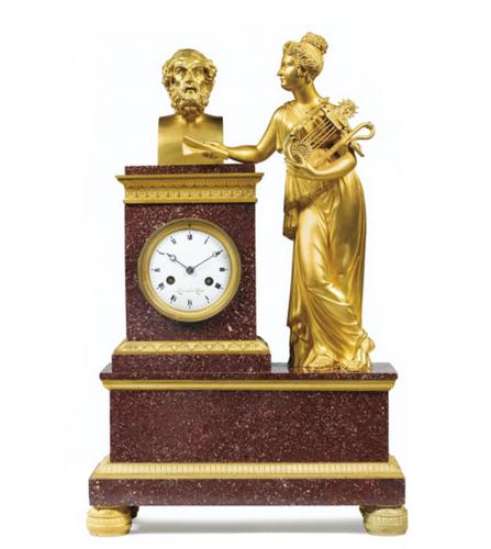 Empire period Homère et la Poésie clock