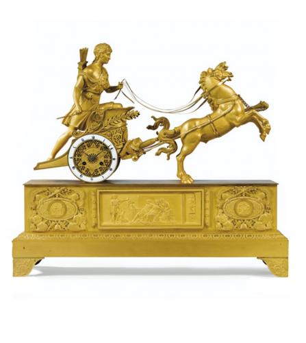 Empire period gilt bronze Hippolyte chariot clock