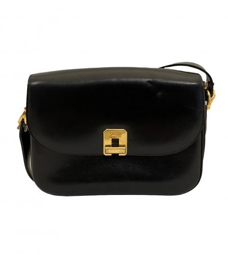 CELINE LEATHER SHOULDER BAG BLACK