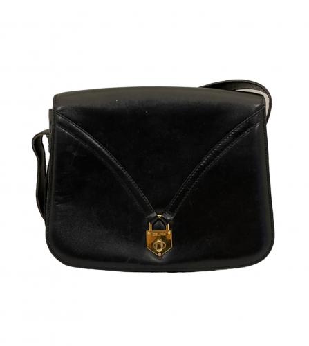 CELINE LEATHER SHOULDER BAG BLACK