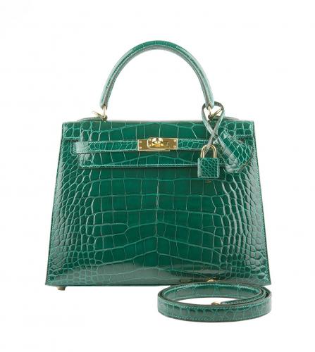 HERMES KELLY 32 EMERALD GREEN CROCODILE BAG