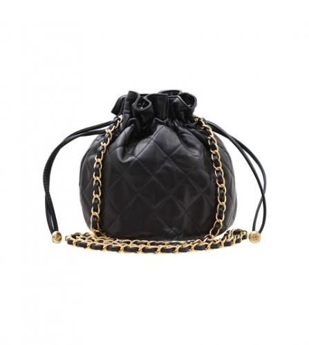 CHANEL BLACK DRAWSTRING BAG