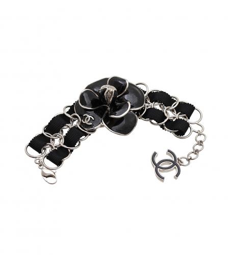 CHANEL BLACK CAMELIAS BRACELET