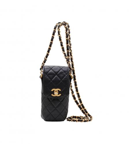 CHANEL BLACK PORTABLE CASE FLAP BAG