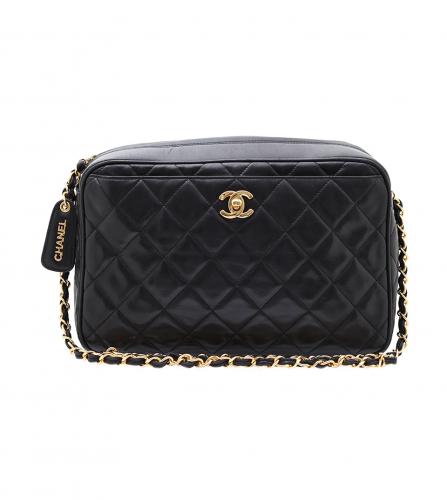 CHANEL BLACK CAMERA BAG SHOULDER