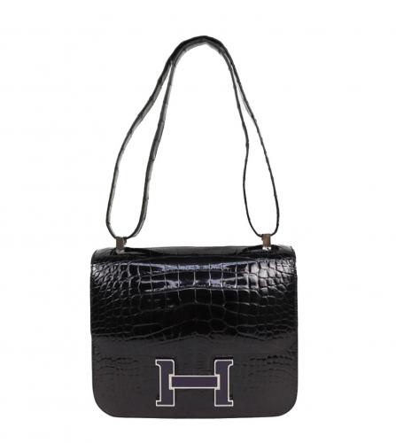 HERMES CONSTANCE3 ALLIGATOR BLACK