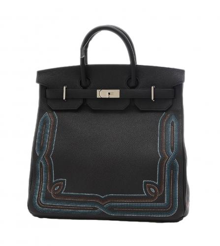 HERMES HAUT A COURROISES WESTERN 40 TOGO BLACK