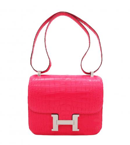 HERMES CONSTANCE3 CROCODILE ROSE