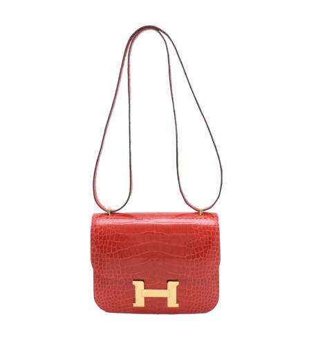 Sold at Auction: Hermes, Hermes Orange Poppy Evercolor Leather