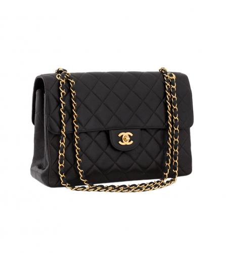 CHANEL LAMBSKIN QUILTED MAXI DOUBLE FACE BLACK