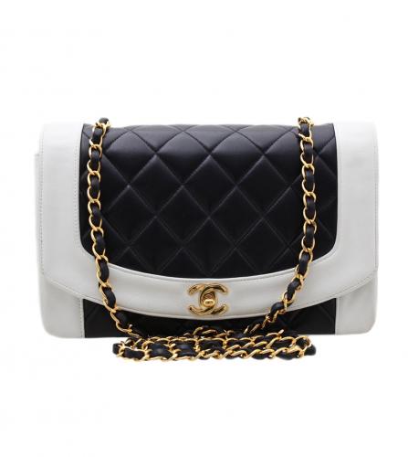 Chanel Vintage Small Quilted Classic Diana Flap Bag Black Lambskin 24K Gold  Hardware