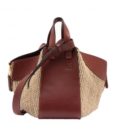 LOEWE LEATHER, RAFFIA HAMMOCK BAG