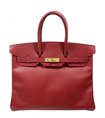 HERMES BIRKIN 35 COURCHEVEL ROUGE VIF