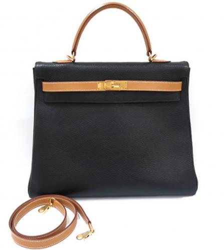 HERMES KELLY 35 NOIR GOLD