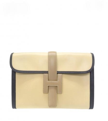 HERMES JIJE PM  BOX CALF BEIGE GRAY