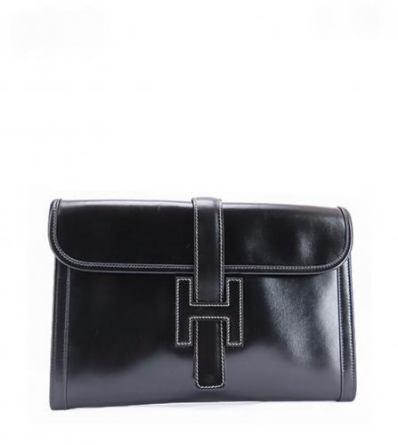 HERMES JIJE PM  BOX CALF BLACK