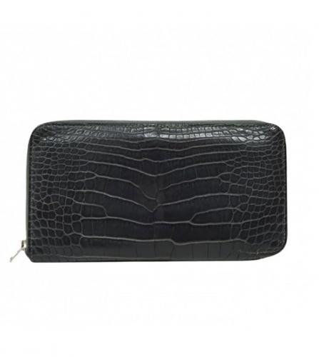 HERMES AZAP LONG WALLET CROCODILE GRAY