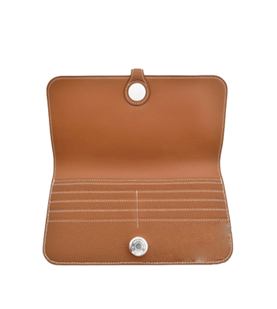 Handmade Gold Togo Leather Creme Stitching Dogon Style Purse