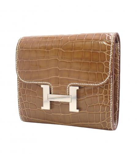 HERMES CONSTANCE WALLET CROCODILE BLACK