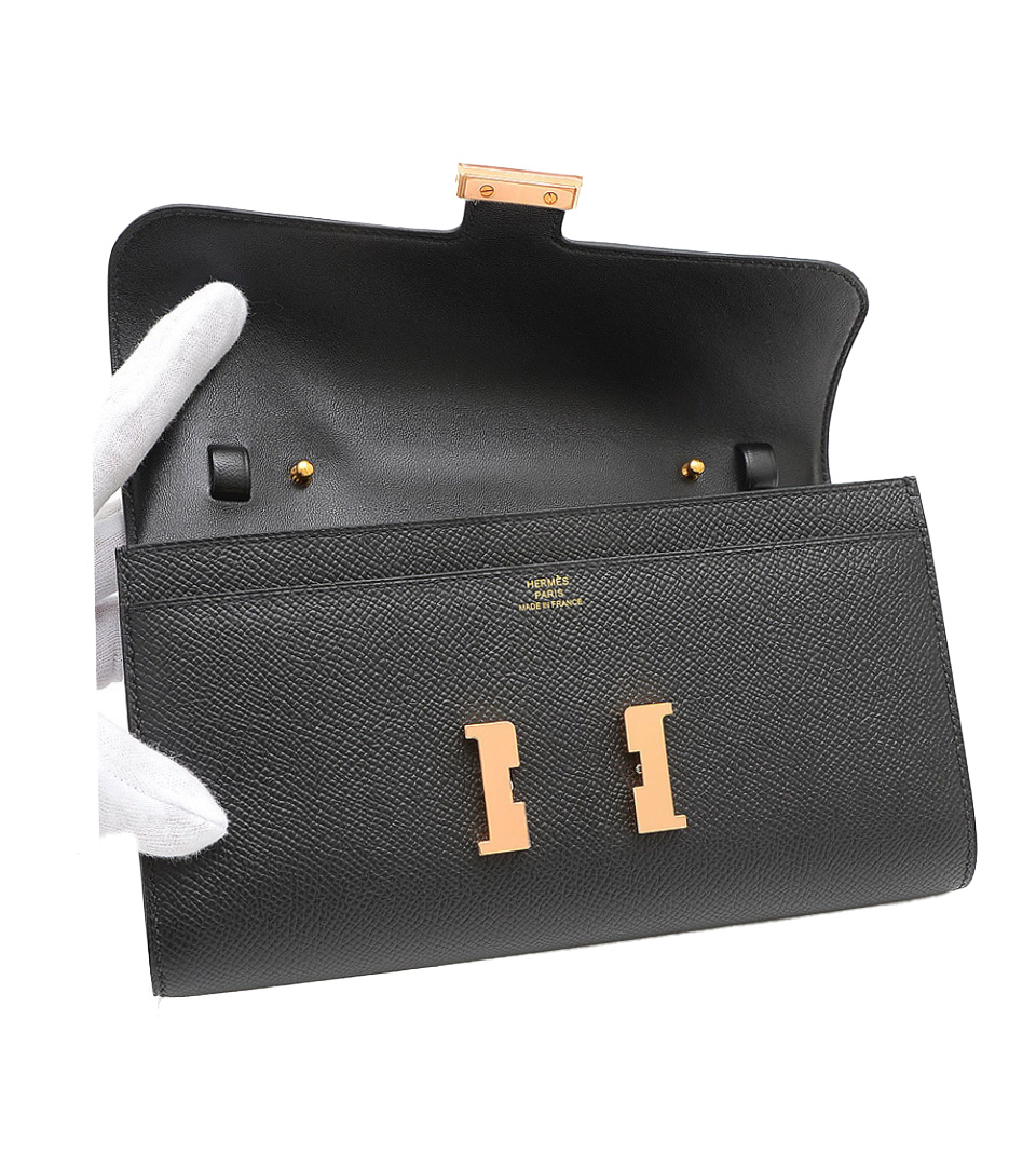 HERMES CONSTANCE TO GO WALLET EPSON BLACK