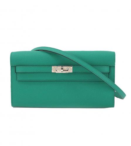 HERMES KELLY WALLET LONG TO GO EPSON VERT JADE