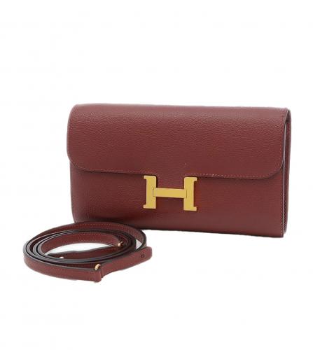 HERMES CONSTANCE TO GO WALLET EVERCOLOR RUGE ASH