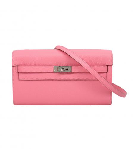 HERMES KELLY TO GO WALLET EPSON ROSE CONFETT